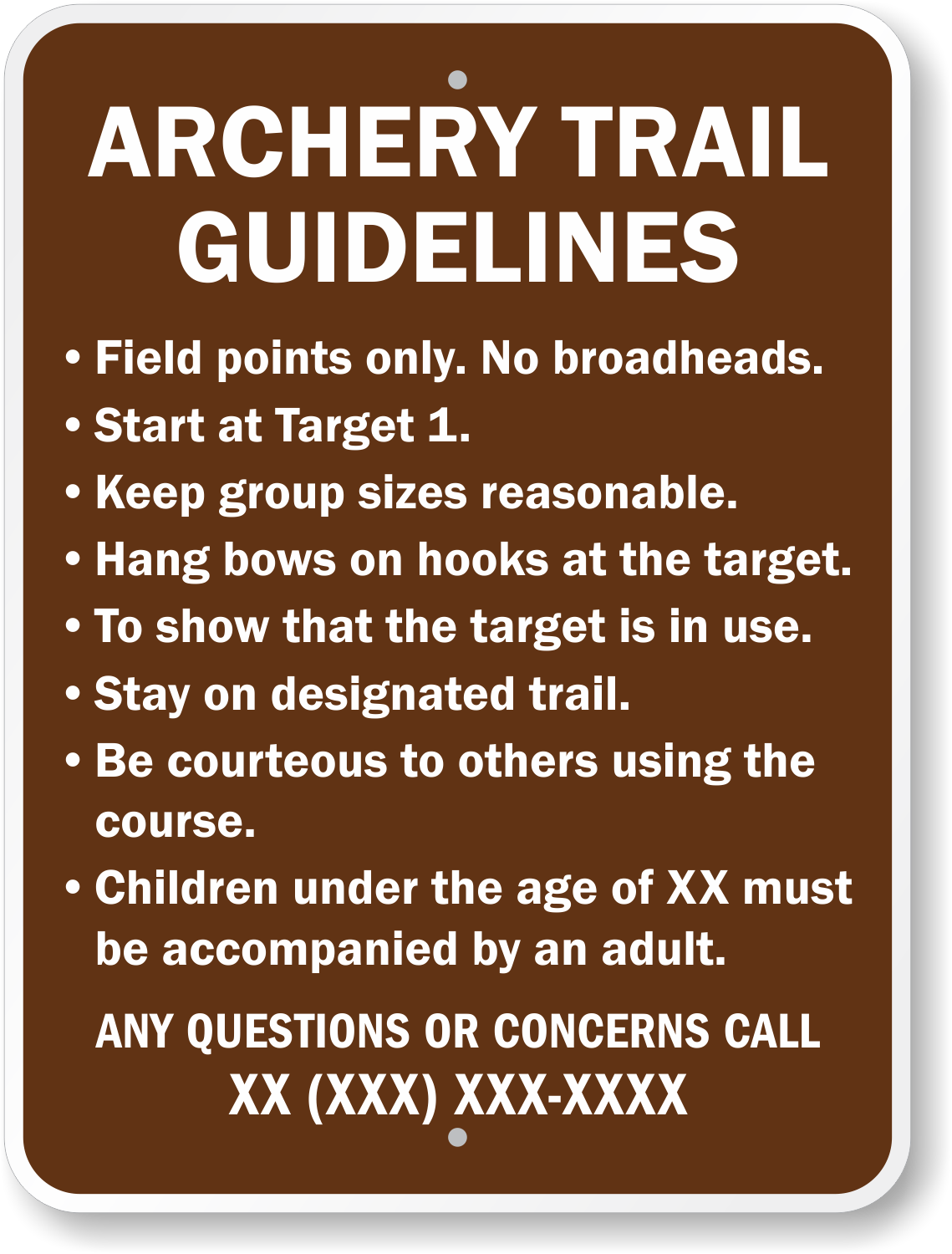 Custom Archery Trail Guidelines Sign, SKU: K2-3751