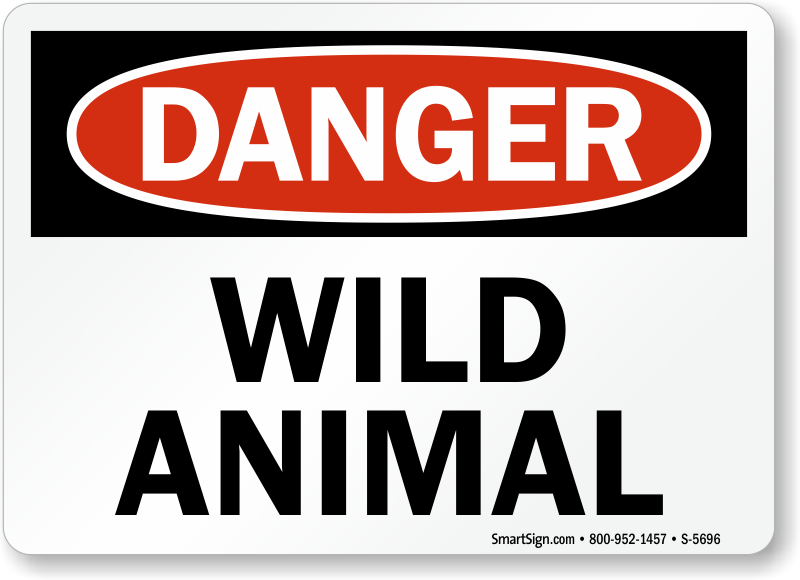 Printable Wild Animal Danger Sign
