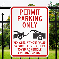 Aluminum Parking Permit Signs (tow truck Symbol)