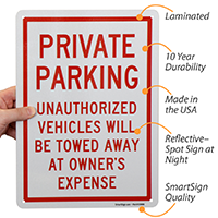 Tow at Owner's Expense Sign